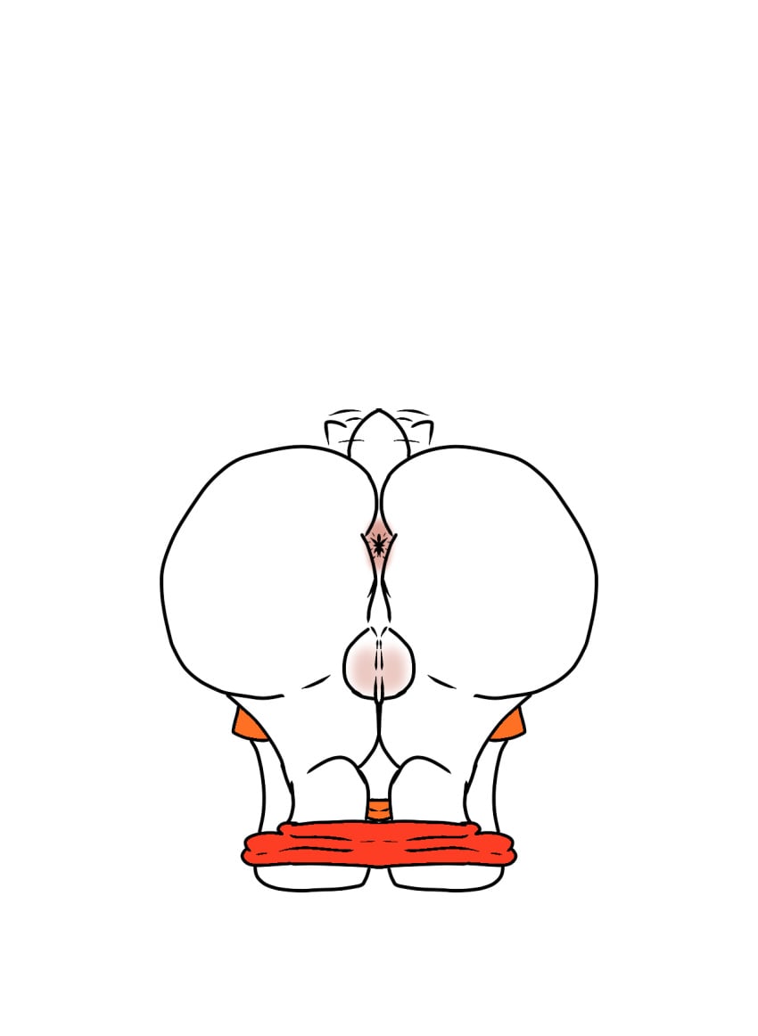 2024 anthro anus ass balls big_butt bottomwear bottomwear_down clothed clothing digital_media_(artwork) fur genitals hi_res hotpants lagomorph leporid male mammal minishorts motion_lines orange_clothing orange_shirt orange_t-shirt orange_topwear partially_clothed percy_hops_(pupsnbuns) presenting presenting_hindquarters pupsnbuns rabbit red_bottomwear red_clothing red_hotpants scut_tail shirt short_tail shorts shorts_down simple_background solo t-shirt tail tail_motion tailwag thick_thighs topwear white_background white_body white_fur white_tail