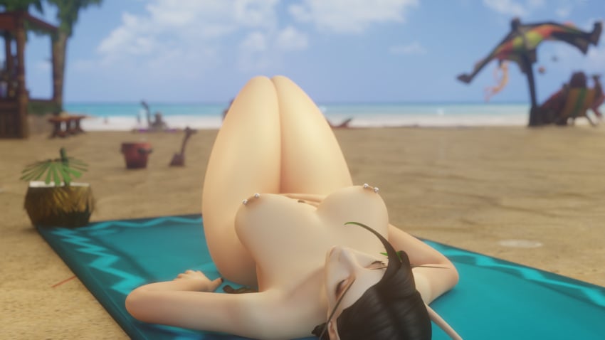 anadrieth beach beach_towel blizzard_entertainment blood_elf blood_elf_female completely_naked completely_nude completely_nude_female elf elf_female feet female female_only high_elf highres morilymory naked nude oc simple_background sole_female soles warcraft world_of_warcraft wow