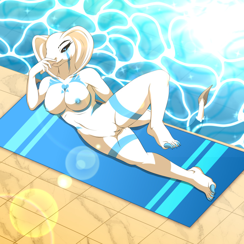 absurd_res anonymous_artist anthro female hi_res holley_silver nude poolside presenting reptile scalie seductive snake solo