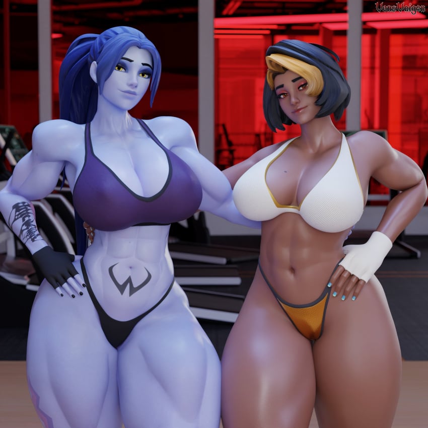2girls 3d activision amelie_lacroix ass big_ass big_breasts big_thighs blizzard_entertainment blue-skinned_female blue_body blue_skin breasts bubble_ass bubble_butt bust busty chest curvaceous curves curvy curvy_figure domina female female_only hips hourglass_figure huge_ass huge_breasts large_ass legs mature mature_female muscular muscular_female overwatch overwatch_2 slim_waist thick thick_ass thick_hips thick_legs thick_thighs thighs voluptuous voluptuous_female vonsvaigen waist wide_hips wide_thighs widowmaker