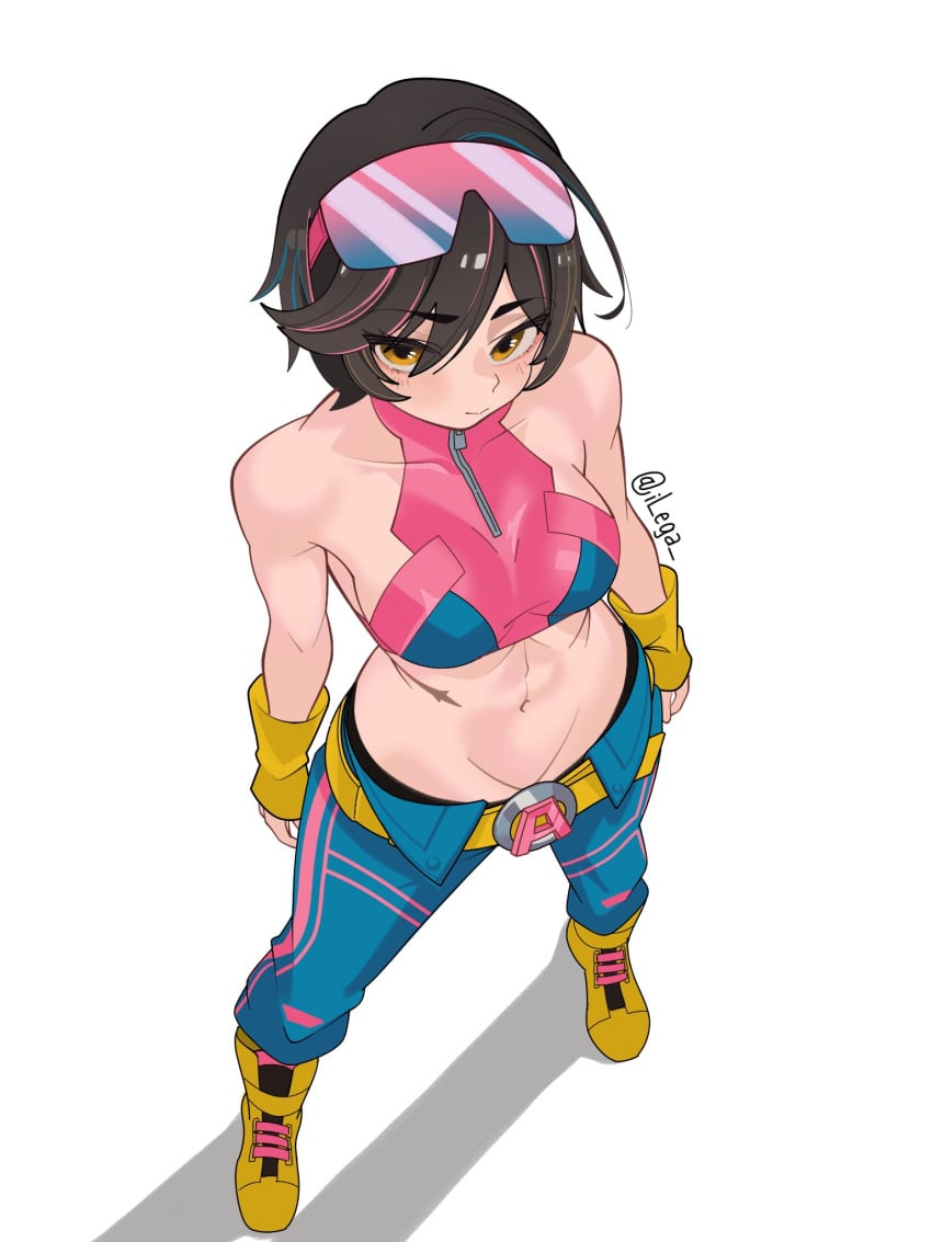 1girls asian asian_female belly belly_button black_hair clothed clothed_female clothing curvaceous curvaceous_female curvaceous_figure curvy curvy_figure curvy_hips female female_only gloves ilega jubilation_lee jubilee jubilee_(marvel_rivals) marvel marvel_comics marvel_rivals mutant mutant_(marvel) sfw solo sunglasses sunglasses_on_head yellow_eyes