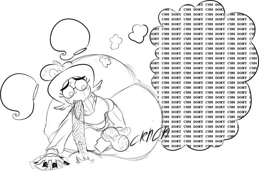 1girls beret big_ass big_penis black_nails blowjob cbt dialogue dorkzone freckles glasses holding_balls imminent_ejaculation long_penis looking_at_viewer nerd oc panicking penis pubes squeezing_balls sweat sweater twintails