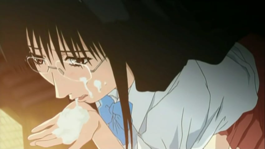 1girls after_fellatio after_oral after_sex asada_shouko bangs big_breasts black_hair blackmail bowtie breasts brown_eyes busty cum cum_in_mouth cum_on_body cum_on_face cum_on_hand cum_spill cupping_hands erection excessive_cum eyewear faceless_male female femsub forced forced_oral forced_sex from_above front_view glasses gym_storeroom hi_res indoors loafers long_hair looking_at_viewer male male_pov megane open_mouth panchira_teacher pleated_skirt pov rimless_glasses school_uniform schoolgirl screencap shirt shy skirt socks submissive submissive_female uncensored viewed_from_above