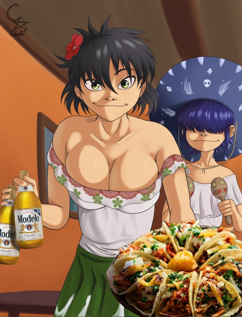 2girls big_breasts cockstar_studios cyborg_noodle fifa gorillaz mexico noodle_(gorillaz) world_cup