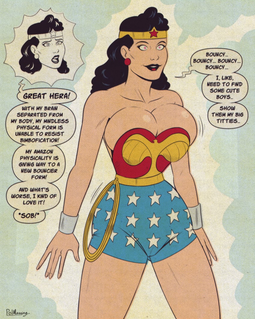 bimbo bimbofication black_hair dc_comics large_breasts polmanning wonder_woman wonder_woman_(series)