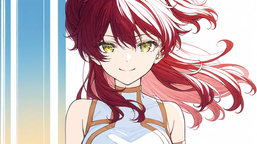 1girls ai_art ai_generated beachwear cleavage female_villain ginger_hair gundam_00 large_breasts nena_trinity red-haired_female red_hair villainess