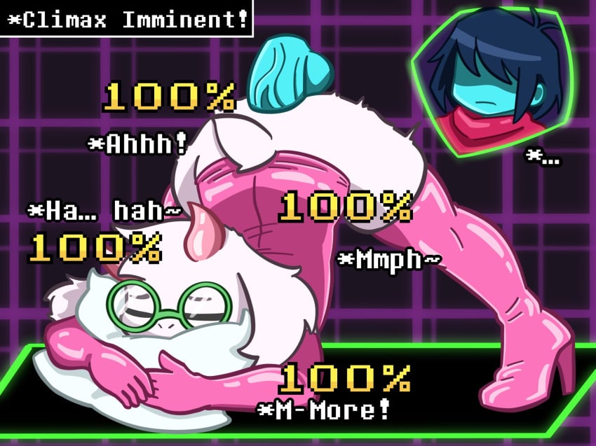 anal anal_penetration anal_sex ass_up blue_skin boots caprine deltarune dialogue face_in_pillow femboy feminine_male gameplay_mechanics girly glasses gloves goat goat_horns horns imminent_orgasm kris_(deltarune) latex latex_boots latex_clothing latex_dress latex_gloves latex_thighhighs male male_focus nonbinary nonbinary_(lore) pink_dress pink_latex ralsei swisschocoart tail thigh_boots thigh_highs thighhighs top_down_bottom_up vein veiny_penis white_fur