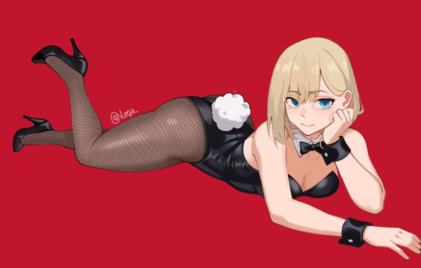 big_thighs big_tits big_titties blue_eyes bunnygirl bunnysuit clothing curvaceous curvaceous_female curvaceous_figure curvy curvy_figure curvy_hips female female_focus female_only fishnets heels ilega lingerie original original_character short_hair yellow_hair