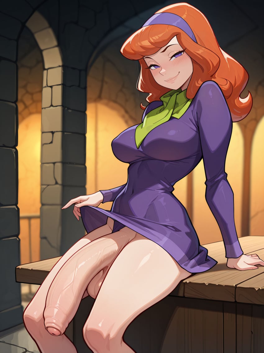ai_generated daphne_blake futanari grapesss intersex light-skinned_futa scooby-doo
