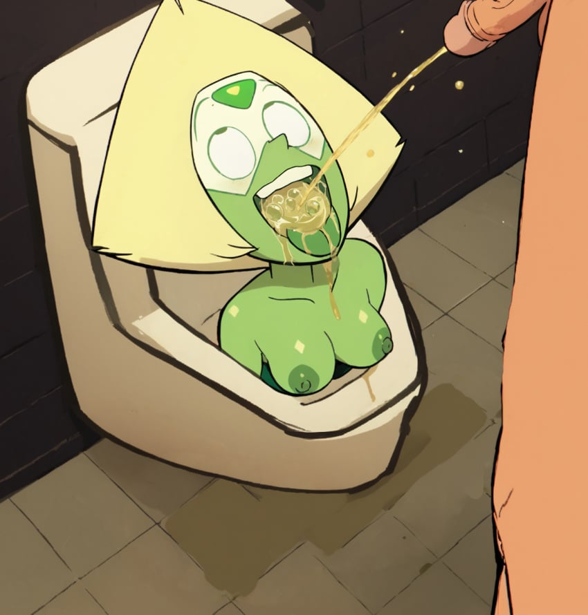 ai_generated ai_slop drinking_urine human human_urinal peridot_(steven_universe) slave steven_universe toilet urinal urine_in_mouth