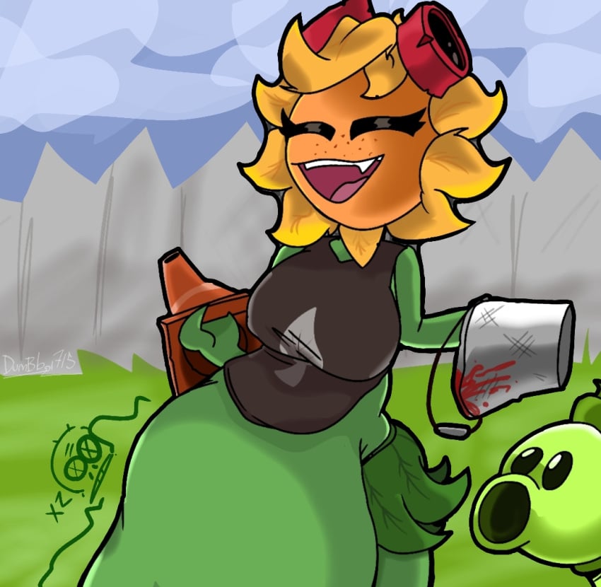 1girls anthro anthrofied ass belly belly_bulge breasts digestion fat female female_pred flora_fauna peashooter_(pvz) plant plant_girl plant_humanoid plantie plants_vs._zombies popcap_games pred pussy solar_flare_(pvz) sunflower_(pvz) vore vore_belly