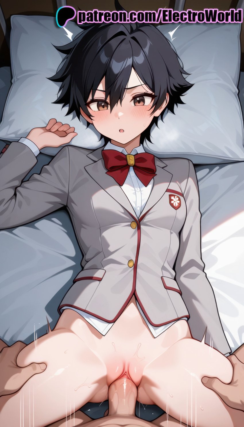 1boy 1girls 2025 ai ai_assisted ai_generated anime anime_girl anime_style arisawa_tatsuki artist_name bangs bed bed_sheet big_penis black_hair bleach blush bottomless bow bowtie breast breasts breasts breasts brown_eyes bust chest clitoral_hood clothed_sex cock crotch cushion dick dripping_pussy electroworld exposed_pussy eyebrows_visible_through_hair female female_genitalia fucking futon genitals hair_between_eyes head_on_pillow hi_res high_quality high_resolution highres holding_pillow hospital_bed intercourse juicy_pussy laying_down legs_apart legs_spread long_sleeves looking_at_viewer love_making lying lying_on_back mole mole_under_eye motion_lines on_back on_bed open_legs open_mouth patreon patreon_username penetration penis pillow pillow_grab pov pussy pussy_juice pussy_lips pussy_peek red_bow red_bowtie school_uniform sex sexual_intercourse shaved_pussy shirt short_hair slit solo_focus splayed_legs spread_legs stable_diffusion straight sweat tatsuki_arisawa tight_pussy uncensored uncensored_pussy uncensored_vagina vagina vaginal_penetration vulva watermark wet_pussy white_shirt