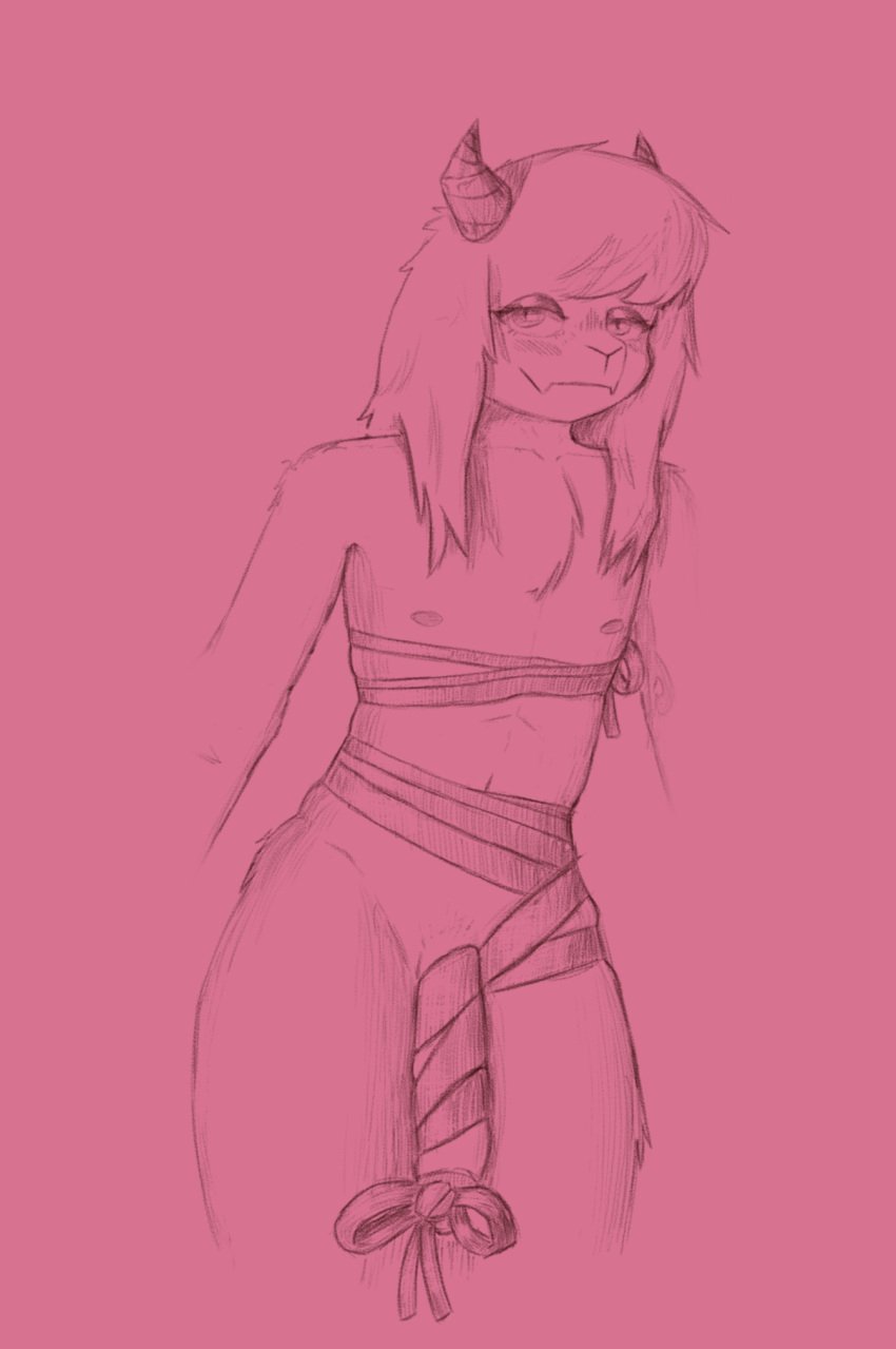 anthro bedroom_eyes bovid caprine clothed clothing deltarune femboy flaccid fluffy genitals gift_wrapped goat hi_res horn insate long_penis male mammal narrowed_eyes nipples partially_clothed penis ralsei seductive smile solo undertale undertale_(series)