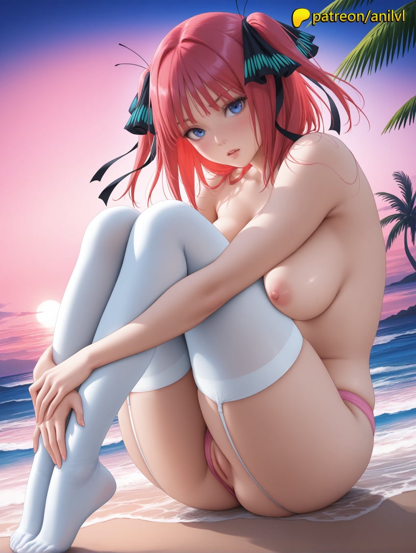 1girls 2024 ai ai_assisted ai_generated anilvl anime anime_girl anime_style artist_name bangs beach big_breasts big_breasts big_breasts big_chest bikini bikini_bottom blue_eyes blue_sky blunt_bangs blush breast breasts breasts breasts bust busty chest clitoral_hood clothing_aside cloud collarbone crotch day dripping_pussy erect_nipples exposed_nipples exposed_pussy eyebrows_visible_through_hair feet female female_genitalia garter_belt garter_straps genitals go-toubun_no_hanayome hair_ornament hair_ribbon hard_nipples hi_res high_quality high_resolution highres horizon juicy_pussy large_breasts long_hair looking_at_viewer nakano_nino nipple nipples nipples_outside no_shoes ocean outdoors palm_leaf palm_tree panties parted_lips patreon patreon_username pink_bikini pink_hair pink_panties plant potted_plant pussy pussy_lips pussy_peek red_hair ribbon sand shaved_pussy short_hair sidelocks sitting skindentation sky slit solo stable_diffusion sun sunset swimsuit thighhighs tight_pussy tree two_side_up uncensored uncensored_nipples uncensored_pussy uncensored_vagina vagina vulva water watermark wet_pussy white_legwear