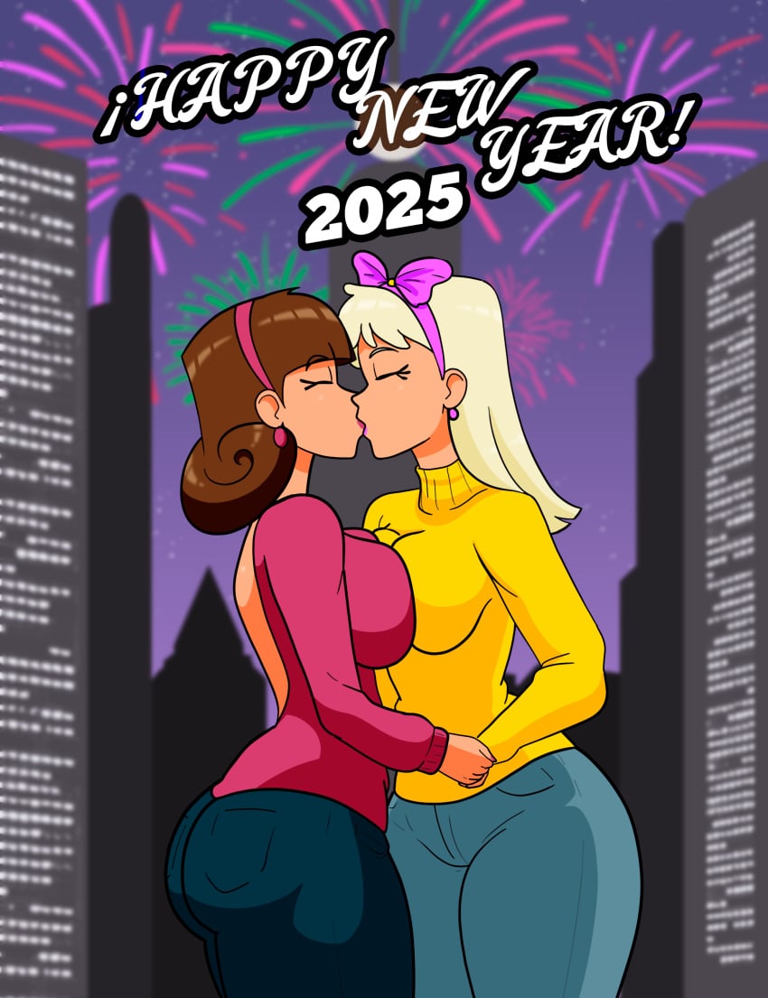 big_ass big_breasts blonde_hair blonde_hair brown_hair brown_hair chloe_carmichael fully_clothed genderswap_(mtf) happy_new_year kissing large_ass large_breasts mall new_year new_year_2025 nickelodeon public rule_63 shopping store the_fairly_oddparents thick_thighs timantha timmy_turner wide_hips zurc014