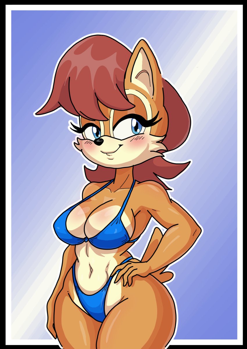 1girls bikini female furry rekheadz sally_acorn sega sonic_(series) sonic_the_hedgehog_(series)