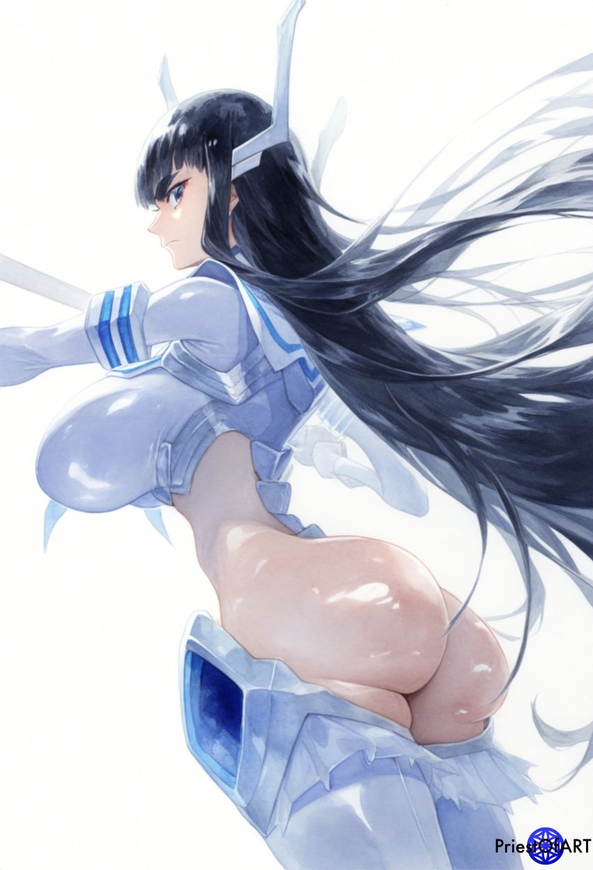 1girls ai_generated big_ass big_breasts big_butt black_hair blue_eyes female female_focus female_only from_side huge_ass huge_breasts huge_butt kill_la_kill kiryuuin_satsuki large_ass large_breasts large_butt long_hair open_clothes priestofart side_view simple_background solo solo_female solo_focus stockings sword tagme tagme_(artist) tagme_(character) thick_thighs thin_waist white_background wide_hips