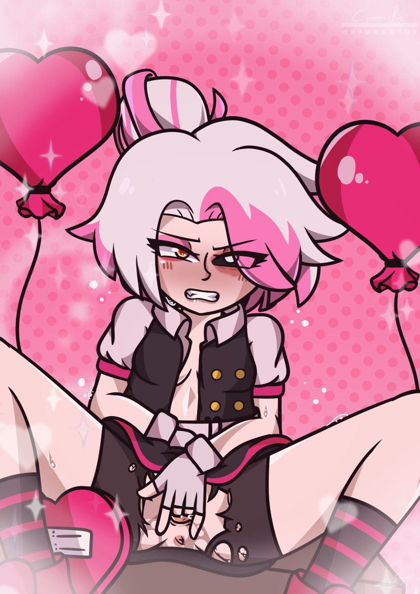 carmine_ink female female_masturbation fhs fhsz3r0 fnafhs fnafhs_z3ro fnafhsrule34 fnafhsxxx mangle_(fnafhs) masturbation meg_(fnafhs) white_hair