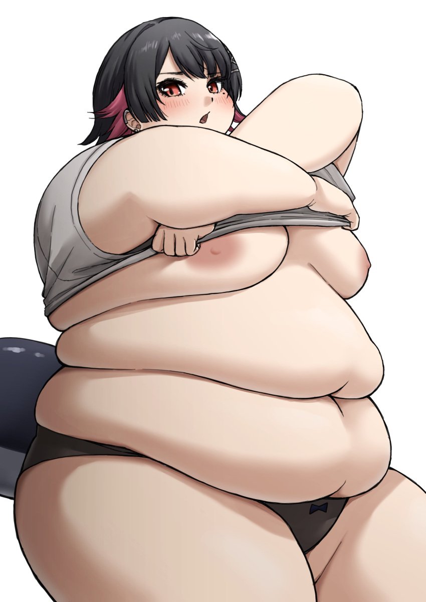 1girls bbw big_breasts breasts ellen_joe fat_thighs female female_only hyper hyper_belly overweight overweight_female rin_noheki solo solo_female undressing zenless_zone_zero