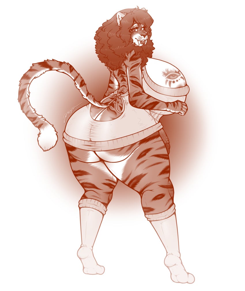 1futa alexaxes anthro areola ass big_breasts big_butt breasts clothing dickgirl feline flaccid futanari huge_breasts huge_butt hyper hyper_breasts intersex legwear looking_at_viewer mammal nubbed_penis penis socks solo standing sweater tattoo thick_thighs tiger tight_clothing virgin_killer_sweater voluptuous