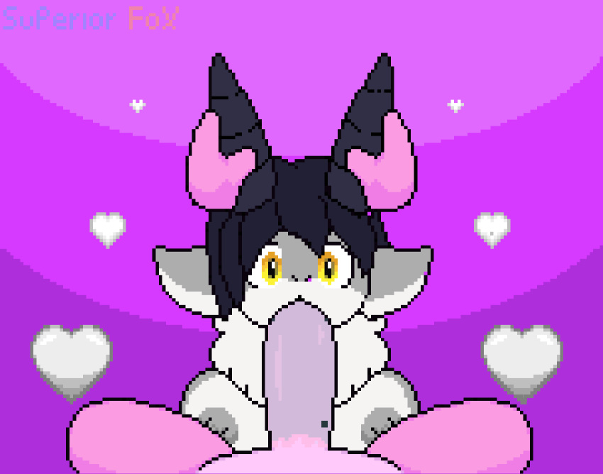 2018 animated black_hair breasts caprine cum cum_in_mouth cum_in_throat cum_inside dakota_(kaggy1) deep_throat duo fellatio female forced forced_oral furry hair heart horn horn_grab male mammal oral oral_penetration oral_sex penetration penis pixel_art sex sheep straight superiorfox throat_barrier throat_fuck unseen_male_face yellow_eyes