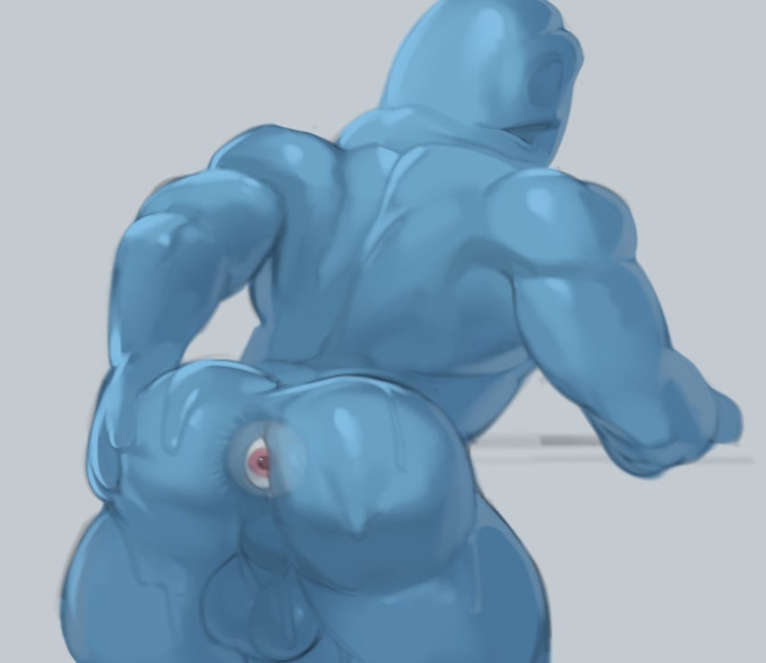 1_eye 1boy 2024 absurd_res anus ass ass_focus ass_spread b.o.b. back_view backsack balls blue_body cyclops dreamworks empty_eyesocket eye_in_ass goo goo_creature hi_res kogito looking_at_viewer looking_back male male_only monster monster_boy monsters_vs_aliens muscular muscular_arms muscular_back muscular_male object_in_ass paramount_pictures pog pogchamp presenting presenting_ass presenting_hindquarters red_eye simple_background slime slime_drip translucent translucent_body unusual_anatomy