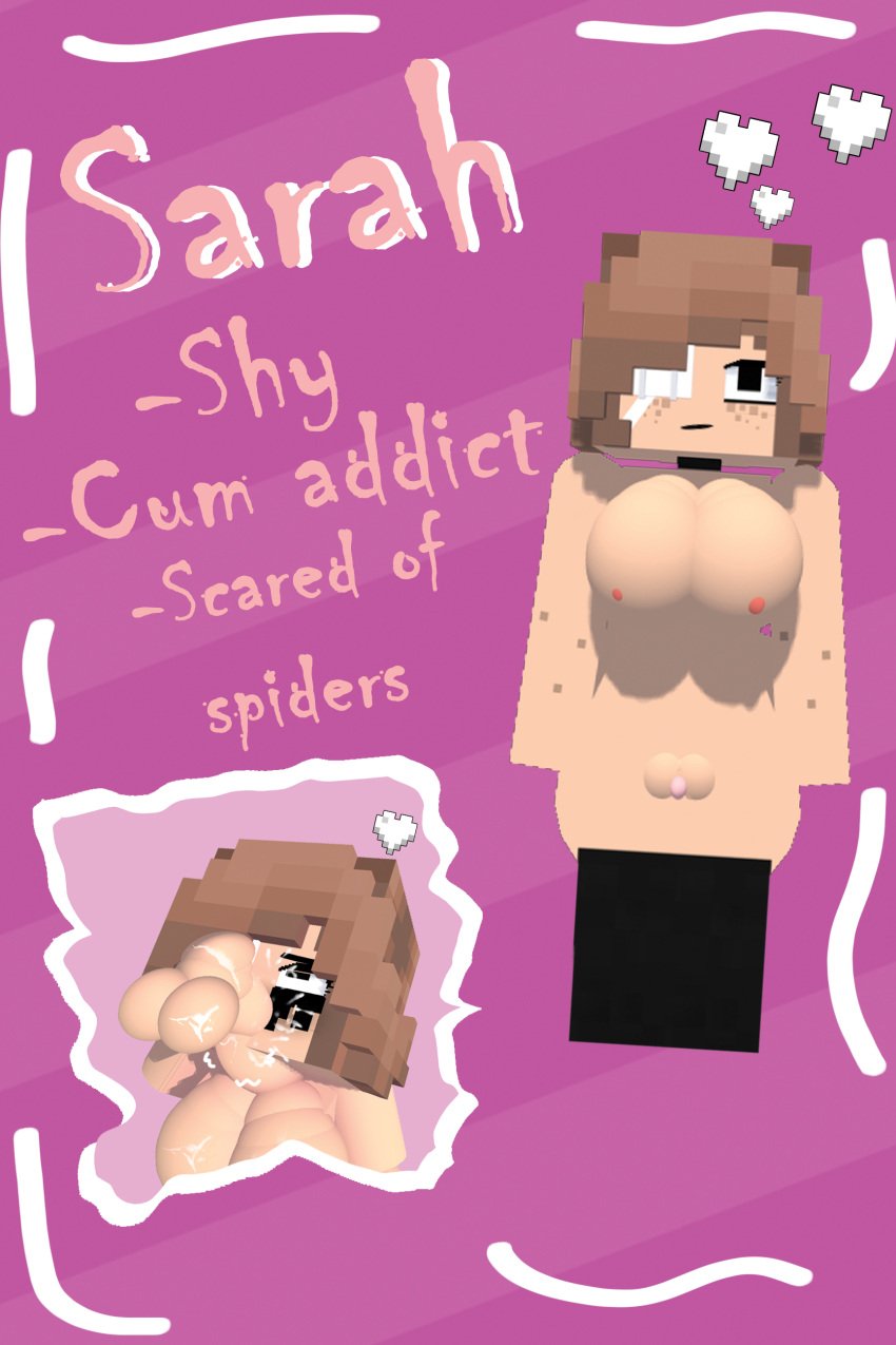 cheeseisnice crying cum cum_addict cum_in_mouth cum_inside cum_on_breasts deepthroat makeup_running minecraft sarah_(cheeseisnice) thick_thighs