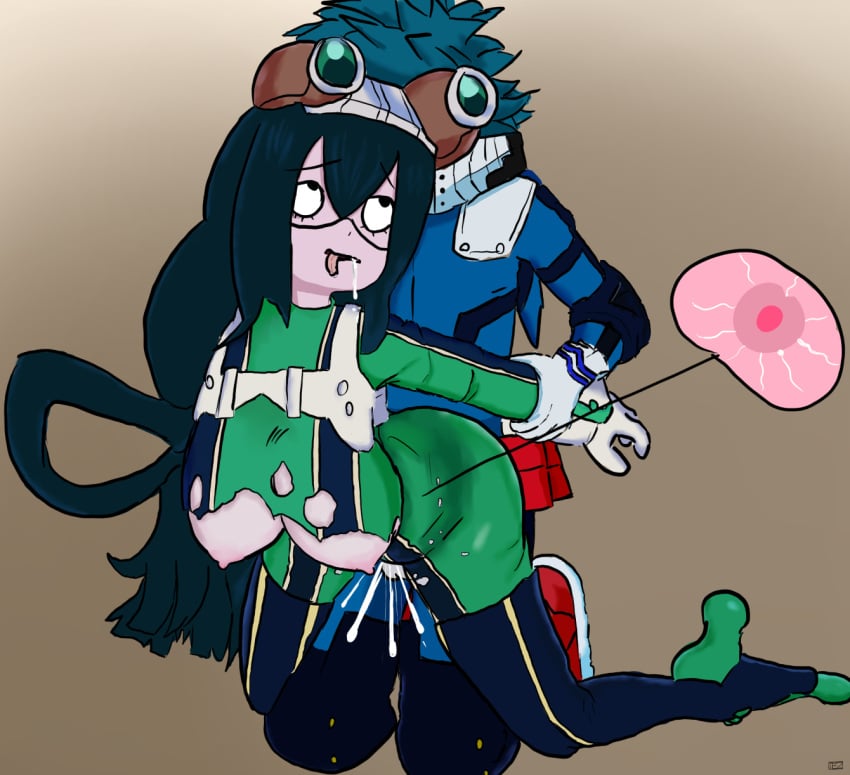 arm_pull ass asui_tsuyu big_breasts big_butt bodily_fluids bodysuit breasts clothed clothing cum cum_in_pussy cum_inside doggy_style duo female footwear from_behind_position genital_fluids gloves handwear hi_res human human_on_humanoid humanoid impregnation interspecies izuku_midoriya legwear male male/female mammal my_hero_academia partially_clothed red_clothing red_footwear red_shoes sex shoes skinsuit stockings teztaz tight_clothing torn_bodysuit torn_clothing tsuyu_asui xray_view