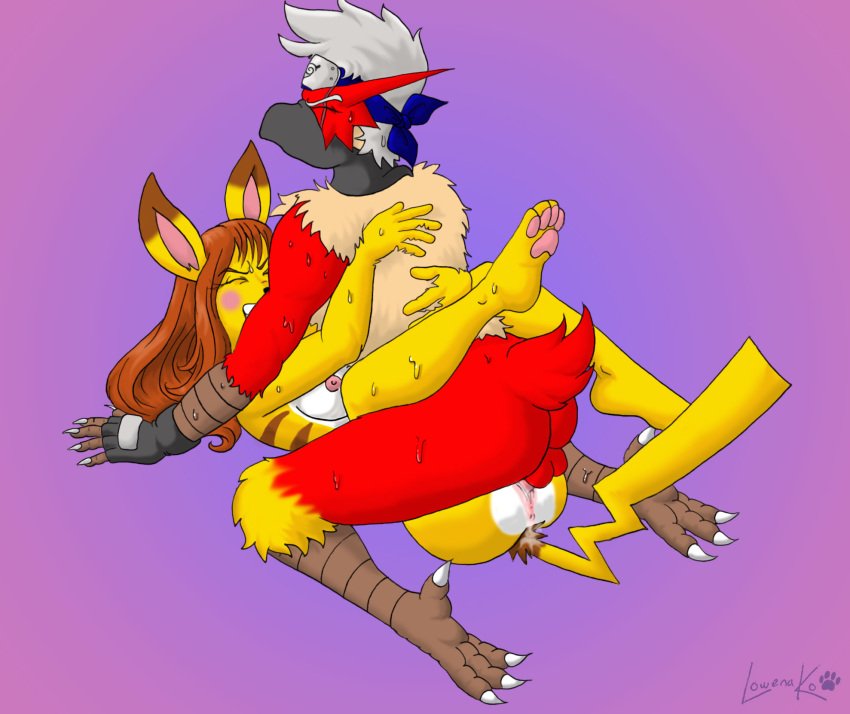 ayame_(naruto) blaziken crossover furry furry_only game_freak hatake_kakashi lady_machoke lowena_ko naruto naruto_shippuden nintendo no_humans pikachu pokemon pokemon_(species) pokemon_rgby pokemon_rse source_request straight_hair what