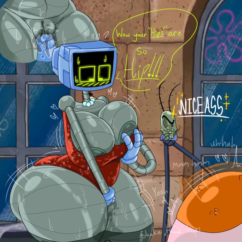 2d big_breasts blush breast_squeeze female fingering_self goes_hard groping_own_breast humanoid japansadface karen_plankton pussy_juice red_dress robot robot_girl robot_humanoid screen_face sheldon_j._plankton spongebob_squarepants suzie_groove sweating tagme thick_thighs tv tv_head