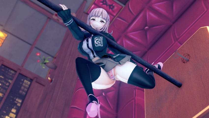 1girls artist_request ass big_ass big_breasts big_breasts big_butt breasts dancing danganronpa danganronpa_2:_goodbye_despair koikatsu nanami_chiaki pink_hair short_hair sole_female stripper_pole tagme thick_thighs