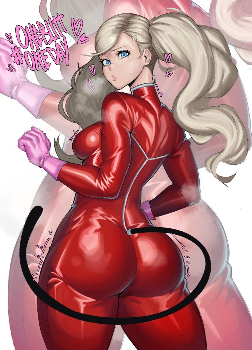 1girls ann_takamaki ass ass_focus atlus big_ass big_butt blonde blonde_female blonde_hair blue_eyes bodysuit breasts bubble_ass bubble_butt catsuit clothed clothed_female clothing fat_ass fat_butt female female_only huge_ass huge_butt human large_ass light-skinned_female light_skin looking_at_viewer looking_back megami_tensei onebutt_oneday_2024 pale_skin persona persona_5 phantom_thief_suit red_bodysuit sega shin_megami_tensei solo solo_female solo_focus spelledy thick_ass thick_thighs twintails