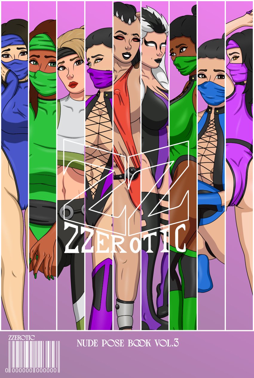 2024 2d artist_logo artist_name artist_signature back_cover big_breasts comic comic_page english_text jade_(mortal_kombat) kitana klassic_jade klassic_kitana klassic_mileena long_hair looking_at_viewer manga mileena mortal_kombat mortal_kombat_2 mortal_kombat_3 multiple_girls nude_pose_book sheeva sindel sonya_blade text zzerotic