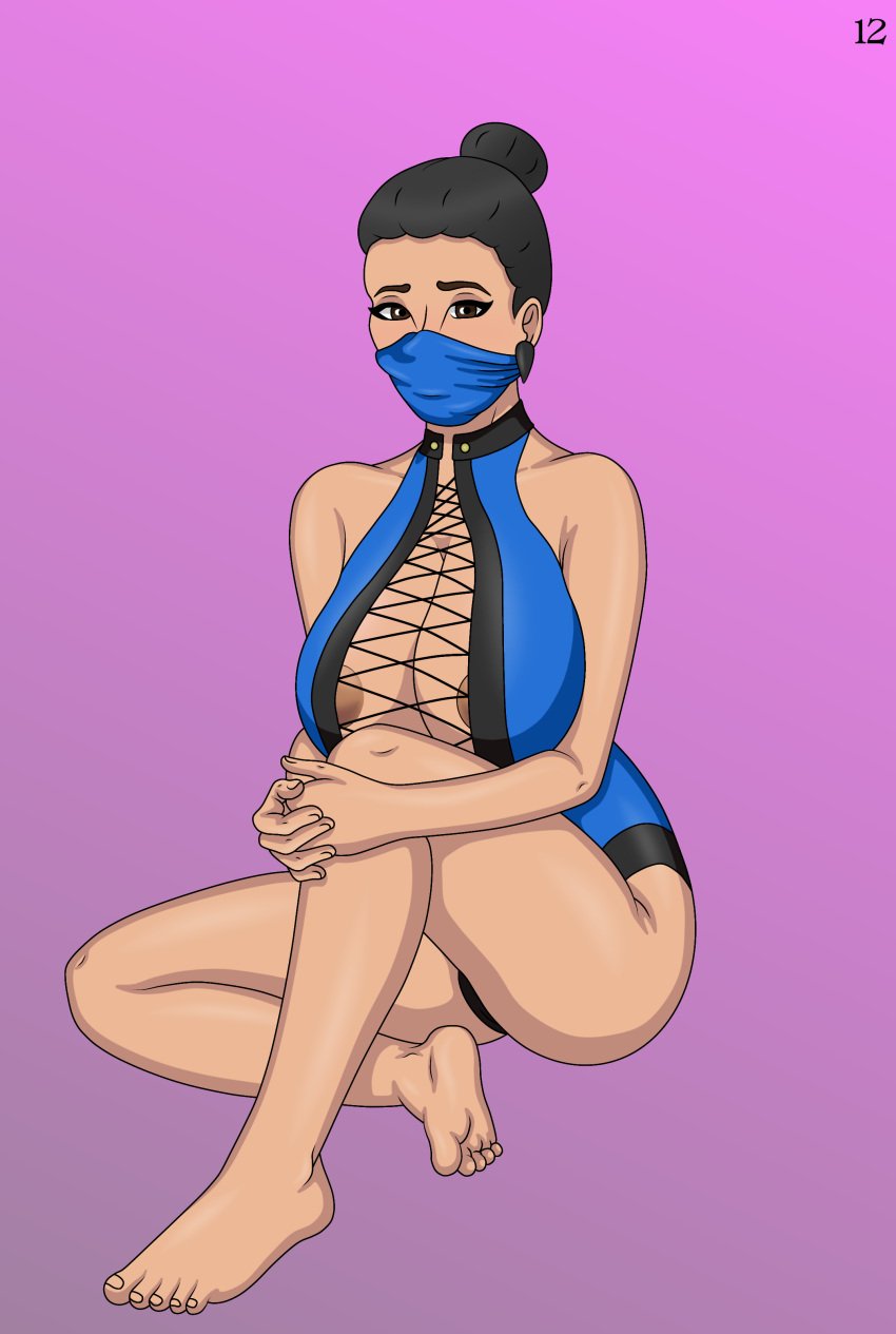 2024 comic curvaceous curvy curvy_figure female female_only kitana mortal_kombat mortal_kombat_3 nude_pose_book page_12 page_number solo solo_female solo_focus zzerotic