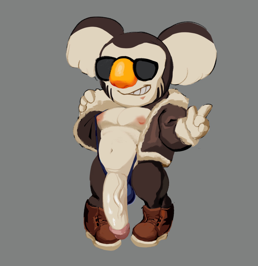 animal_crossing anthro balls banana_hammock big_penis eugene_(animal_crossing) flaccid furry jacket koala male male_only nintendo pec_ra penis penis_out solo solo_male sunglasses