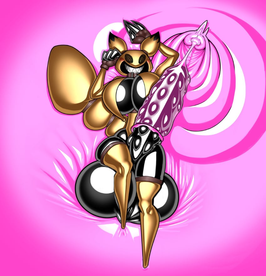 2024 4_fingers anthro balls big_balls big_breasts big_penis breasts cleavage clothed clothing collar colored condom digital_media_(artwork) fingers generation_7_pokemon genitals gloves handwear herm hi_res huge_balls huge_breasts huge_cock hyper hyper_balls hyper_breasts hyper_condom hyper_genitalia hyper_penis intersex latex latex_clothing latex_skinsuit leather leather_collar legwear looking_at_viewer mimikyu nintendo penis pink_condom pokemon pokemon_(species) sexual_barrier_device sharp_fingers sharp_teeth sillyseacreatur skinsuit smile solo teeth thigh_highs tight_clothing wearing_condom