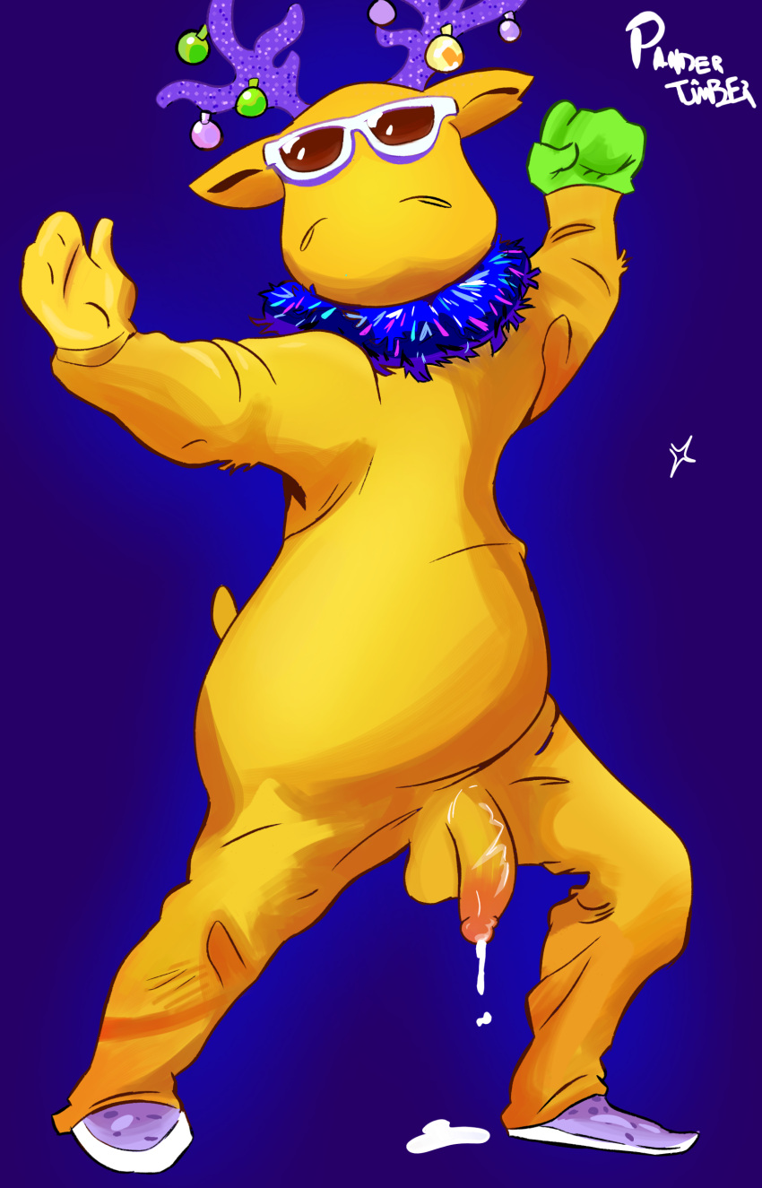 2d_(artwork) anthro balls cum_dripping_from_penis furry_male furry_only just_dance just_dance_2018 male only only_male orange_fur pandertimber red_glans rudolph_(just_dance) self_upload spectacles tenis_shoes ubisoft