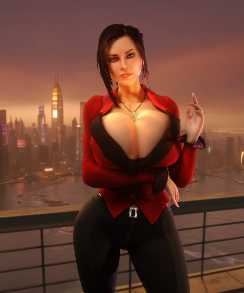 1girls 3d 3d_(artwork) alternate_breast_size big_breasts big_hips breasts breasts_bigger_than_head cleavage clothed clothed_female elexis_sinclaire eye_contact female female_only gigantic_breasts green_eyes green_eyes_female hi_res high_resolution highres hips huge_breasts human human_female human_only large_breasts large_hips looking_at_viewer necklace open_clothes sin_(game) solo solo_female upper_body vaako wide_hips