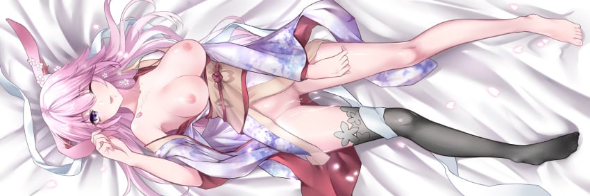 cum gou_lianlian_dogface honkai_impact japanese_clothes no_bra nopan pussy uncensored yae_sakura_(benghuai_xueyuan)