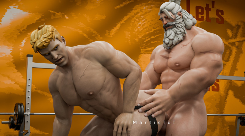 2boys age_difference anal anal_sex bara beard facial_hair from_behind from_behind_position gay gay_anal gay_sex light-skinned_male light_skin male male/male male_only martistot mature_male muscular muscular_male old_male overwatch reinhardt sex sex_from_behind soldier_76 white_hair yaoi