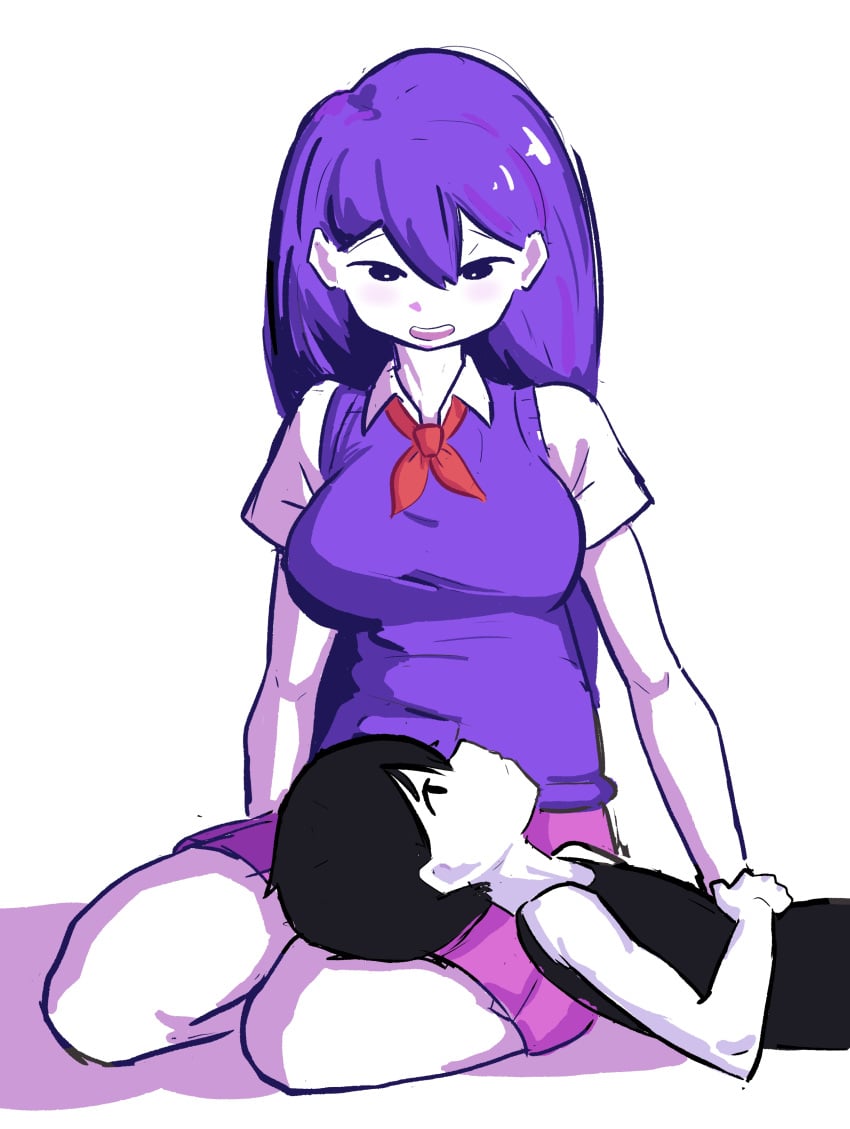 1boy 1girls breasts female implied_incest laying_on_lap louveg25 male mari_(omori) not_porn older_female older_sister omori omori_(character) sfw younger_brother younger_male