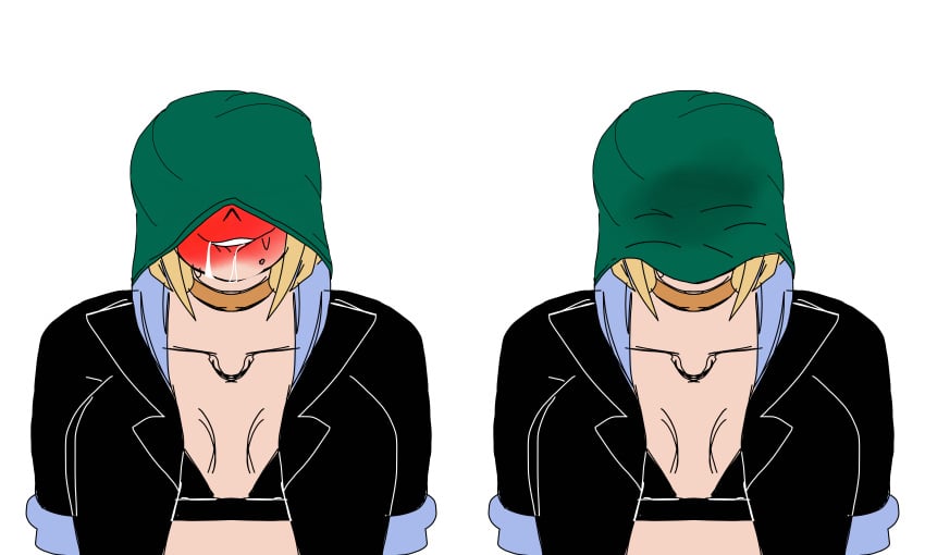 absurdres aroused atomic_wedgie black_survival blonde_hair blush breasts covered_eyes eternal_return:_black_survival female female_pervert green_panties hart_floyd highres incredibly_absurdres jolynecujohwedgie object_on_head official_alternate_costume panties panties_on_head panty_mask pervert self-upload short_hair smile solo steam transparent_background underwear underwear_on_head wedgie