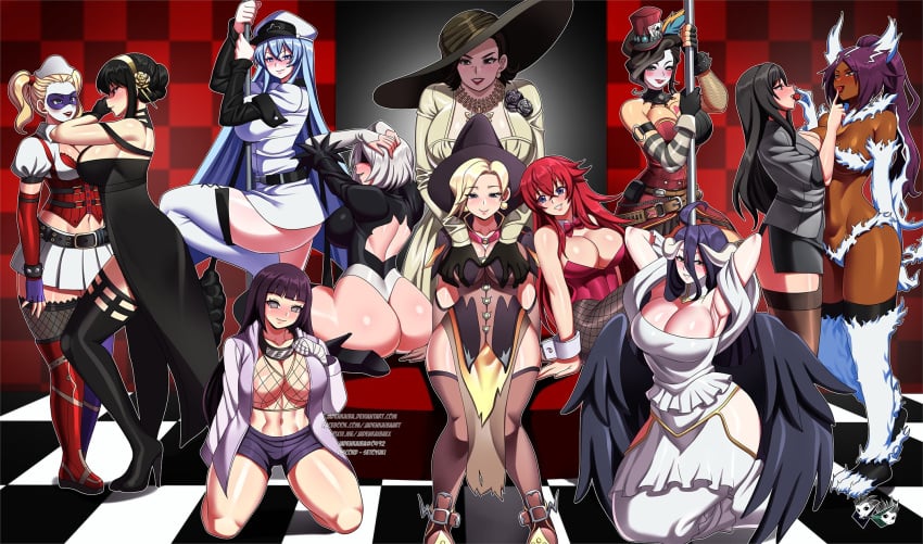 12girls 6+girls akame_ga_kill! albedo_(overlord) alcina_dimitrescu ass batman_(series) big_ass big_breasts bleach borderlands breasts crossover dark-skinned_female dark_skin dc dc_comics eastern_and_western_character esdeath_(akame_ga_kill!) female female_only final_fantasy final_fantasy_vii harem harley_quinn high_school_dxd huge_ass huge_breasts hyuuga_hinata jadenkaiba large_ass large_breasts mad_moxxi mercy multiple_girls naruto naruto_shippuden nier nier:_automata nier_(series) overlord_(maruyama) overwatch resident_evil resident_evil_8:_village rias_gremory shihouin_yoruichi spy_x_family tifa_lockhart wings yor_briar yorha_2b yuri