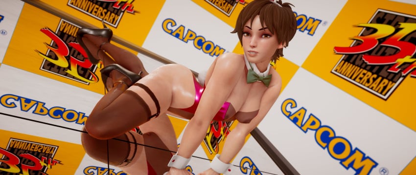 3d athletic athletic_female bare_shoulders bunny_ears bunny_girl bunnysuit busty capcom cleavage ecchi_fighties female female_focus female_only hourglass_figure pinup pinup_pose sakura_kasugano skimpy skimpy_clothes street_fighter street_fighter_v tagme wide_hips