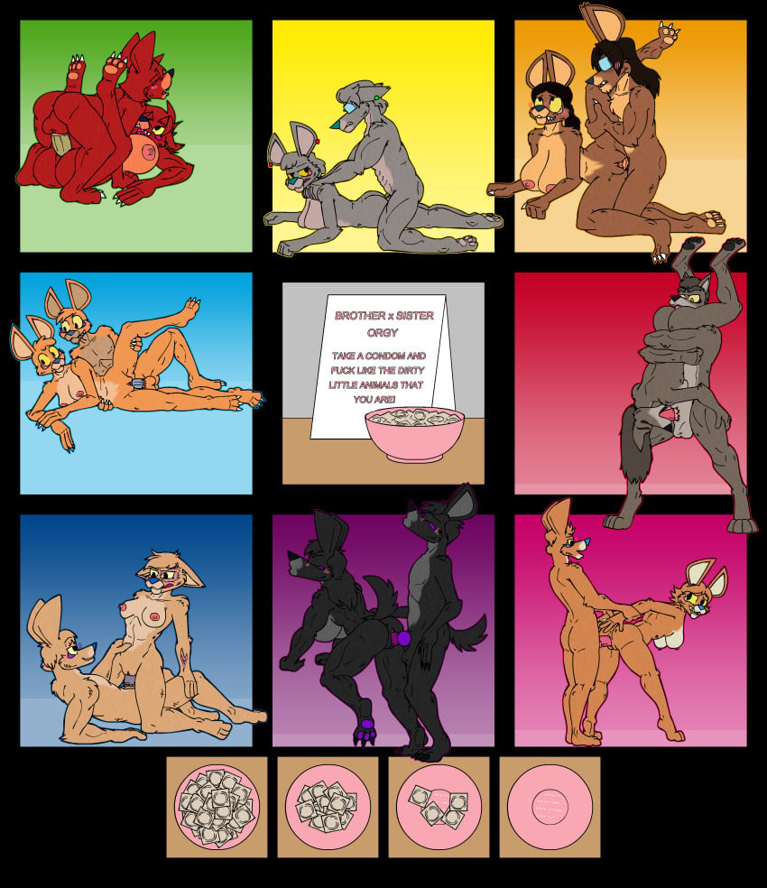 13_panel_comic 3_toes 4_fingers 69_position absurd_res animal_genitalia animal_penis annoyed anthro arm_pull arm_scar bear big_breasts black_body black_fur black_nose black_pawpads blude550 blue_condom blue_nose blush border bowl breasts broken_condom brother_(lore) brother_and_sister_(lore) brown_body brown_fur brown_pawpads canid canine canine_genitalia canine_penis canis closed_eyes condom conker's_bad_fur_day container cowgirl_position dark_hair doggy_style ear_piercing ear_ring english_text eyewear facial_scar feet female fingers from_behind_position from_front_position fur genitals glasses gradient_background green_condom grey_body grey_fur hair half_brother_(lore) half_siblings half_sister_(lore) hand_on_butt hand_on_hip hand_on_knees hand_on_leg hand_on_legs hand_on_thigh hands_on_shoulders hanging_breasts happy happy_sex hi_res holding_wrists howl hug hugging_leg humanoid_genitalia humanoid_penis hybrid incest_(lore) jewelry leg_glider_position long_hair looking_at_another looking_at_partner looking_away looking_back looking_back_at_another looking_back_at_partner looking_pleasured lying male male/female mammal mating_press medium_breasts multicolored_body multicolored_fur muscular muscular_anthro muscular_female muscular_male nipples on_back on_bottom on_front on_side on_top oral orange_body orange_condom orange_fur orange_pawpads outside_border pawpads penetration penis piercing pink_bowl pink_condom prank pregnancy_scare prison_guard_position prone_bone_position purple_condom purple_genitals purple_pawpads raised_leg rareware red_body red_condom red_fur ring_piercing scar sex sexual_barrier_device short_hair sibling_(lore) sign simple_background sister_(lore) smile smirk smirking_at_partner speed_bump_position spread_legs spreading standing standing_69_position standing_sex tan_body tan_fur tediz text tiptoes toes two_tone_body two_tone_fur unimpressed upside-down upside_down_fellatio vaginal_penetration vaginal_penetration wearing_condom wearing_glasses wolf wolf_tail wrapped_arms yellow_condom yellow_eyes yellow_sclera