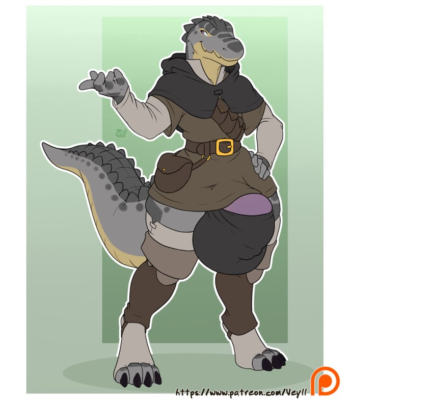 anthro balls big_balls bulge clothed clothing crocodile crocodilian huge_balls humanoid_penis hyper hyper_balls hyper_penis kesh_(talash) looking_at_viewer male male_only penis reptile scalie smile solo standing thick_thighs underwear veyll wide_hips