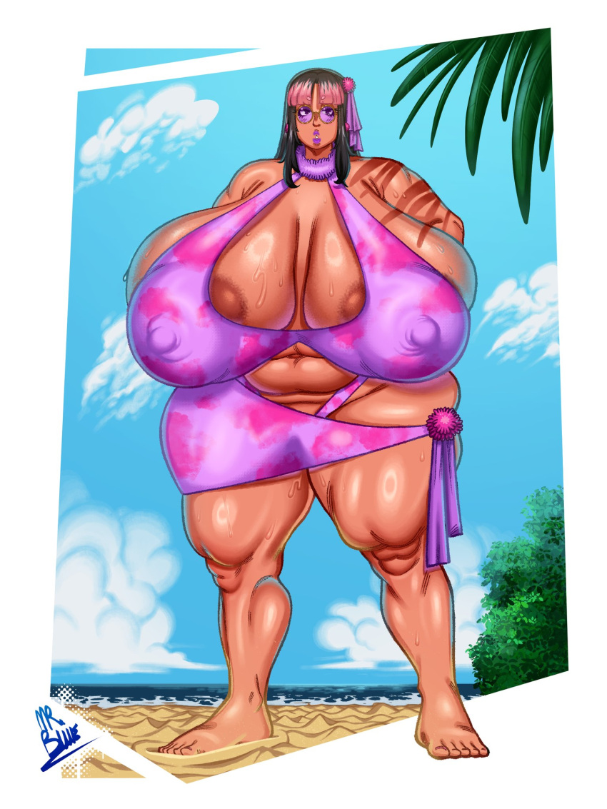 areola_slip areolae areolae_visible_through_clothing beach huge_breasts hyper mister_blueee swimsuit