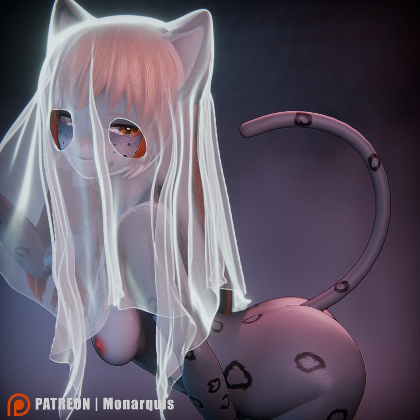 3d_(artwork) anthro anus ass digital_media_(artwork) felid female hi_res mammal momo_(monarquis) monarquis pantherine simple_background snow_leopard solo