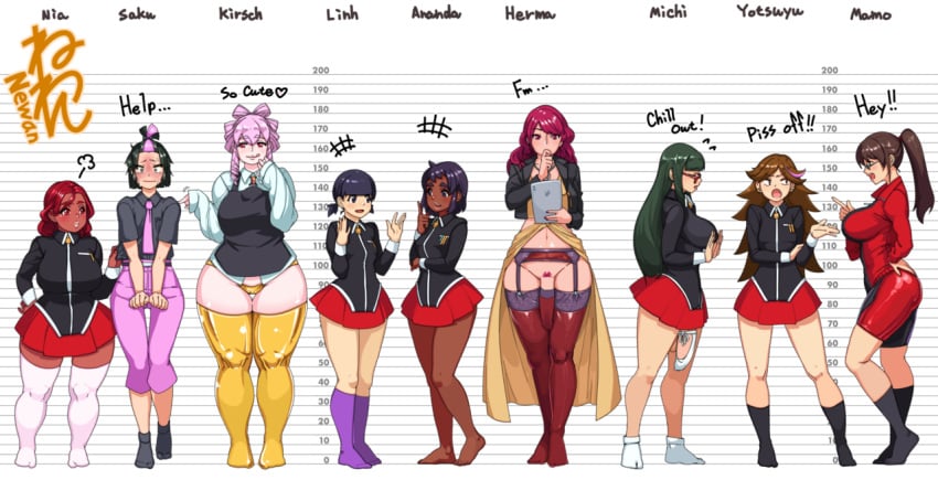 1boy 2futas 6+girls ananda_(neone-x) balls balls_in_panties bbw bike_shorts bottomless_skirt breasts character_name crossdressing curvy dark-skinned_female dark-skinned_futanari dark_skin erection erection_under_clothes erection_under_skirt female female_with_female flaccid futa_with_female futa_with_futa futa_with_male futanari garter_belt garter_straps glasses height_chart height_difference herma_(neone-x) huge_breasts intersex kirsch_(neone-x) large_breasts large_penis larger_futanari linh_(neone-x) male male_with_female mamo_(neone-x) michi_(neone-x) multiple_futa multiple_girls neone-x nia_(neone-x) no_panties original panties panties_on_penis panty_bulge penis penis_in_panties penis_out penis_sleeve penis_under_clothes penis_under_skirt pubic_hair saku_(neone-x) school_uniform shortstack skirt small_breasts tenting thick_thighs thighhighs trap wide_hips yotsuyu_(neone-x)