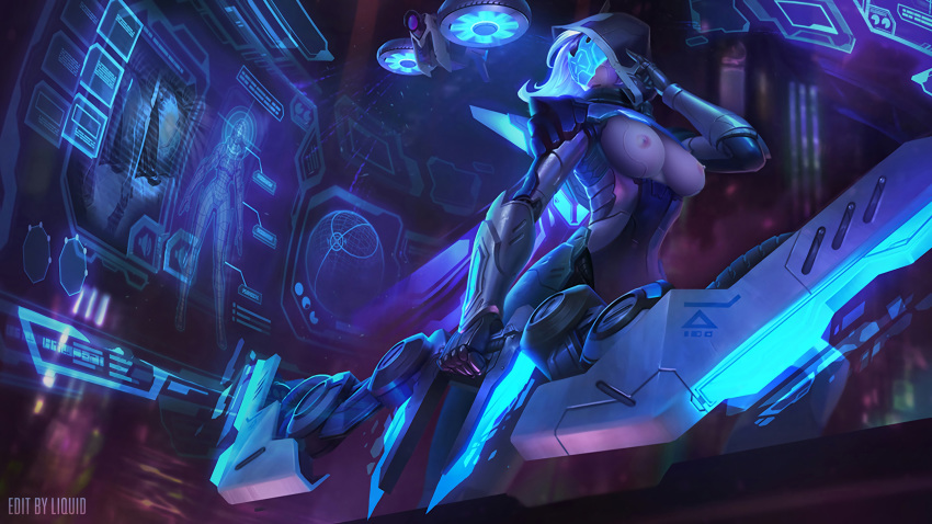 ashe_(league_of_legends) blue-tinted_eyewear breasts edit female league_of_legends photoshop project_ashe project_series visor